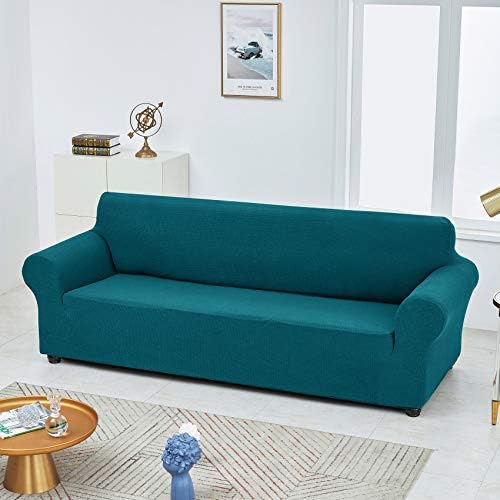 Joccun Stretch Loveseat Couch Cover, 1-Piece Sofa Cover for 2 Cushion Couch Spandex Jacquard Washable Furniture Protector Cover for Living Room,Kids,Pets（Loveseat,Peacock Blue） - Image 4