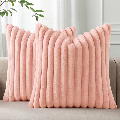 Pallene Faux Fur Decorative Throw Pillow Covers 20x20 Set of 2, Pink by PALLENE