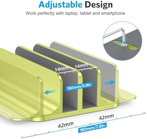 OMOTON Dual Vertical Desk Laptop Stand Holder, Fits MacBook Air/Pro, Citron - Image 4