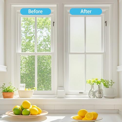 Bloss Frosted Window Privacy Film with Installation Tools,Heat Control UV Blocking Static Cling Windows Films, Bathroom Decorative Film for Home Office Glass Door,23.6 x 118 inches - Image 5