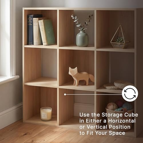 Signature Design by Ashley Piperton 9 Cube Storage Organizer Bookshelf, Tan - Image 4