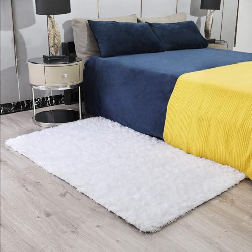 Ophanie White Rugs for Bedroom Fluffy, Kids Baby Shaggy Shag Fuzzy Soft Carpet, 3x5 Small Plush Bedside Area Rug, Indoor Floor Room Carpets for Dorm Home Decor with Over 99 pcs Pile fibers - Image 5