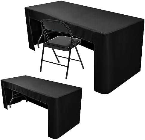 Nasitos 2 Pack Black Tablecloth for 8FT Trade Show Table Covers-Open Back Folding Tablecloths Washable Fabric and Wrinkle Resistant Table Covers for Craft Show, Display Table, Parties, Birthday by Nasitoshomedecor