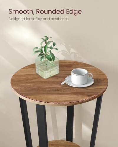 VASAGLE Round Side End Table, 2-Tier Accent Nightstand with Storage Shelf - Image 5