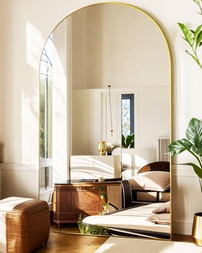 KOMCOTE Full Length Floor Mirror, 82x42 Inch Oversized Arched Standing Mirror in Gold for Bedroom, Living Room, Dressing Room - Elegant Freestanding Leaning Mirror Decor - Image 4