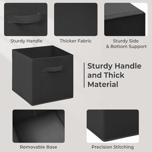 11 Inch Fabric Storage Cubes, Sturdy Foldable Storage Bins, Heavy Duty Cube Organizer for Clothes, Blankets, Shelves, Closets, Bedroom, Living Room, Black, 9 Pack - Image 3