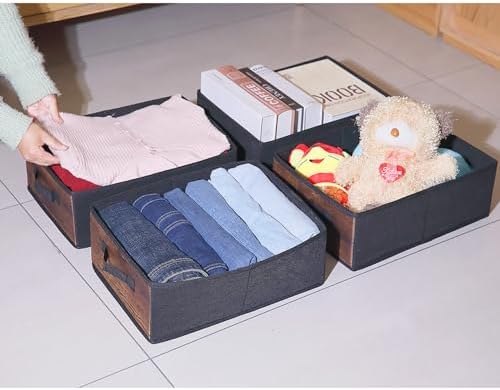 Clothings Collapsible Storage Bins, Foldable Organizers and Storage Baskets Cube Storage Bin for Bedroom Living Room (4 Pack, MZWL, 15.4x11.4x5.5inch) - Image 6