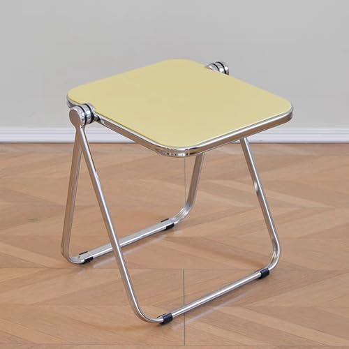 16.2"×14.1" Acrylic Folding Side Table, Portable Lightweight End Table, Sturdy Metal Frame and No Assembly Required, Space-Saving Design for Living Room, Bedroom and Small Room, Yellow - Image 2