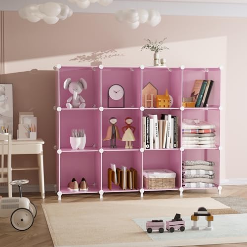 AWTATOS 12 Cube Storage Organizer, Closet Organizers Storage Shelves, Pink - Image 4