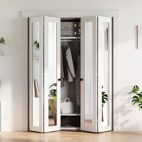 Bifold Doors 60 x 80, Bifold Mirror Closet Doors with Hardware Kit by COSHOMER