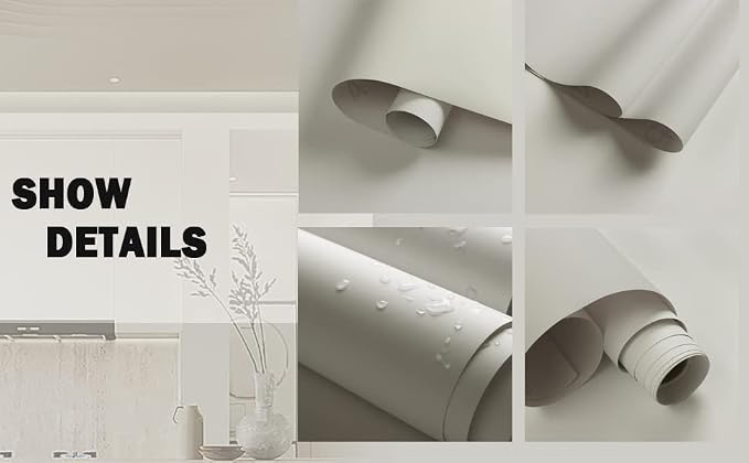 Dimoon 394''x23.6'' Cream Skin Peel and Stick Wallpaper Contact Paper Modern Self Adhesive Wall Paper Removable Renter Friendly Textured Solid Color Cabinet Vinyl Roll (394''x23.6'',Cream Skin) - Image 9