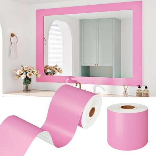 WESTICK Pink Mirror Wallpaper Border Peel and Stick Mirror Frame Border by WESTICK
