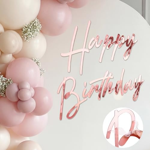 Yousoontic Happy Birthday Decal Sign, 23 x 20 Inch, Classic, Rose Gold - Image 2
