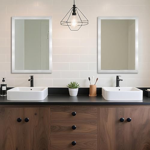 Bathroom Mirror for Over Sink 36x24 Inch Rectangular Wall Mirror, Nickel - Image 5