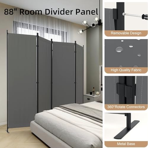 Privacy Screen Room Divider 4 Panel as Dressing Screen - Image 5