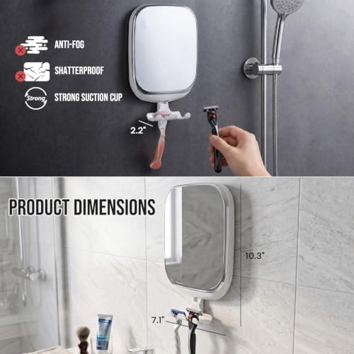 TAILI Shower Mirror Fogless for Shaving,Fogless Mirror Suction Wall Mounted - Image 5