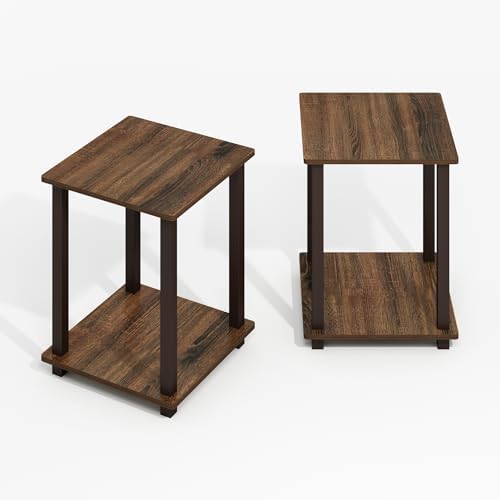 Furinno Simplistic Set of 2 Toolless Living Room Table Set, Black Walnut - Image 7