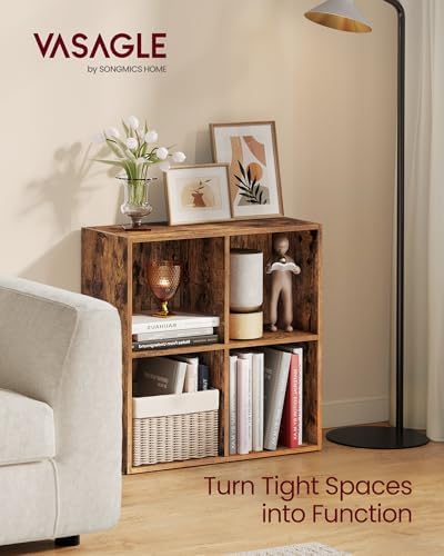 VASAGLE Bookshelf, 4 Cubes Storage Organizer, 25.9 x 9.4 x 25.8 Inches - Image 3