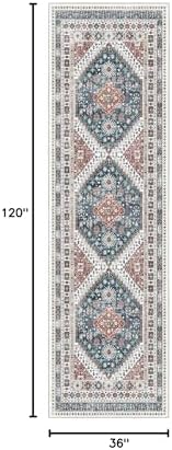 Madane Hallway Runner Rug 3x10 Washable Kitchen Runners 10ft, Navy Blue - Image 2