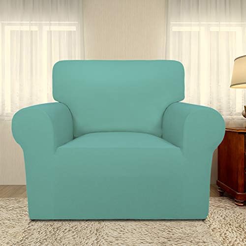 PureFit Super Stretch Chair Covers Fleece Couch Covers for Sofa Cyan - Image 2