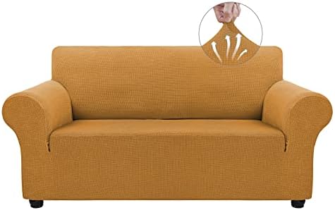 Asnomy Stretch Couch Covers Washable,loveseat Cover Slipcovers,Golden by Asnomy