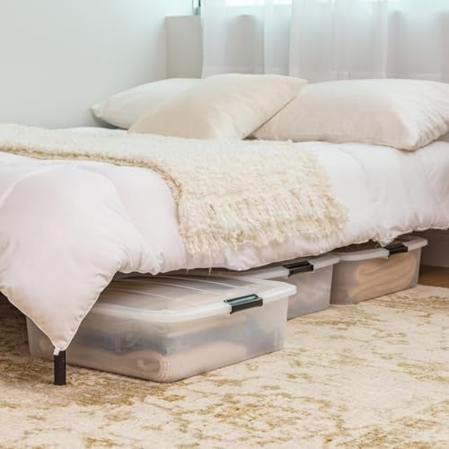 IRIS USA 3-Pack, 33 Qt. Under Bed Storage Bin with Lids, Clear - Image 6