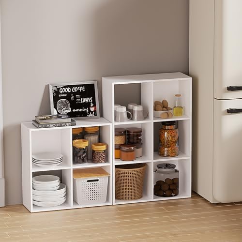 6-Cube Storage Organizer,DIY Open Back Bookshelf,High Hardness Wood Cubby Bookcase for Home Office Bedroom Living Room,Tall Shelf for Books Toys Vinyl Records (White, 6-Cube) - Image 4
