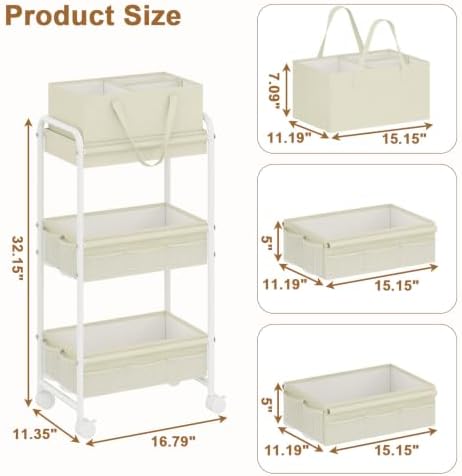 Baby Diaper Organizer Cart & Caddy Basket,Nursery Cart for Baby Essential - Image 3