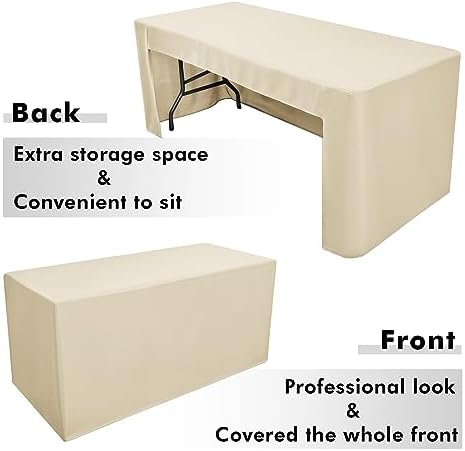 Nasitos 2 Pack Fitted Beige Tablecloth Rectangle for 4ft Table-Open Back Folding Table Cover Washable Fabric Washable and Wrinkle Resistant Tablecloth, Trade Show, Parties, Wedding, Jewelry Shows - Image 4