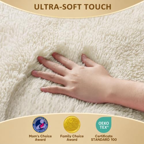 Ophanie 5x7 Area Rugs for Living Room Ivory, Fluffy Shag Large Fuzzy Plush Soft Rug, Shaggy Floor Big Carpets for Bedroom Nursery, Kids Home Decor Aesthetic with Over 99 pcs Pile fibers - Image 2