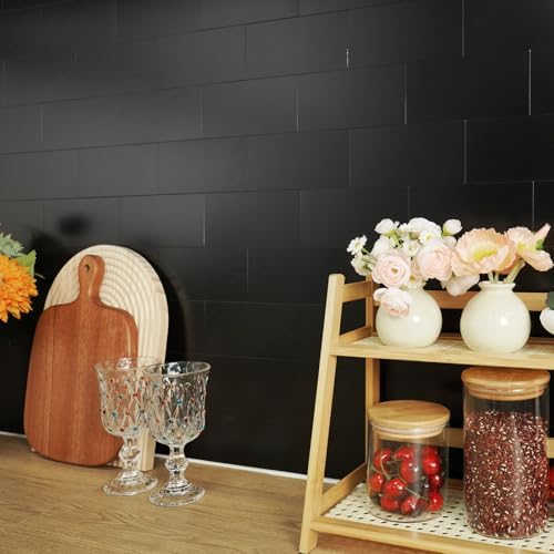 Vamos Tile 100-Piece Peel and Stick Backsplash Seamless Tile,3''x6'' Brushed Black Metal Subway Tile,Stick on Backsplash for Kitchen/Bathroom/Laundry Room - Image 5