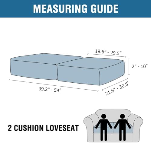 H.VERSAILTEX Velvet Stretch Couch Cushion Cover Plush Cushion Slipcover for Loveseat Cushion Furniture Protector Seat Cushion Sofa Cover (2 Piece Medium Sofa Cushion Covers, Sea Grass) - Image 2