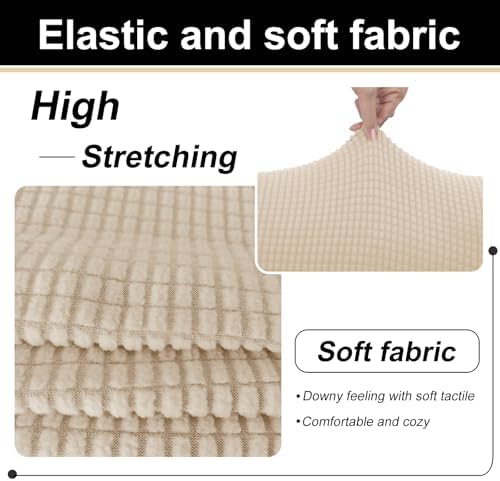 U-NICE HOME 4 Pieces Stretch Couch Cover Sofa Slipcover, Beige - Image 6