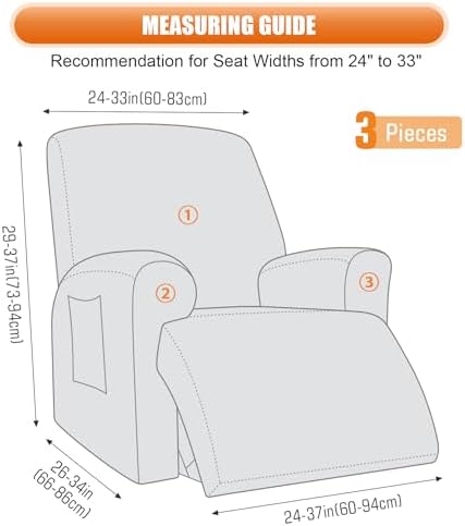 VANSOFY Stretch Recliner Chair Cover, Slipcover, Charcoal Gray, 1 Seater - Image 3
