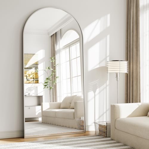 Mirror Full Length, 28"x71" Large Arched Floor Full Length Mirror with Stand, Room Decor Big Full Body Floor Mirror with HD Tempered Glass Aluminum Frame for Bedroom Living Room, Silver - Image 3