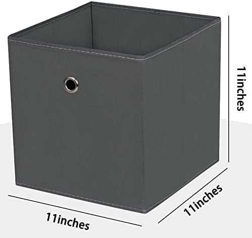 Foldable Storage Cubes Bins ,11 Inch Cloth Storage Cube Fabric Storage Box Cubes Organizer Baskets with Dual Handles for Home Organizer Set of 12 (Grey) - Image 2