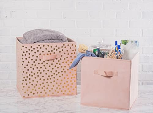 DII Woven Polyester Storage Bin, Polka Dot, Pink & Gold, Small Set of 4 - Image 5