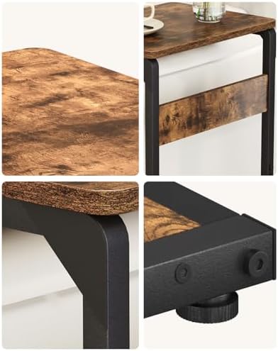 Wood Pedestal Snack TV Trays Set of 2, Small C Shaped NightStand ET-YB-BRW2 - Image 7