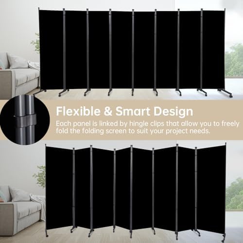 Room Divider Large 8 Panel Privacy Screen,Portable Room Partition on Wheels - Image 5