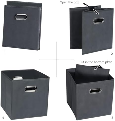 Fabric Cloth Storage Bins,Fabric Cube Organizer with Dual Handles Foldable Cube Storage Baskets for Home Bedroom Storage,Set of 8,(Gray) - Image 6