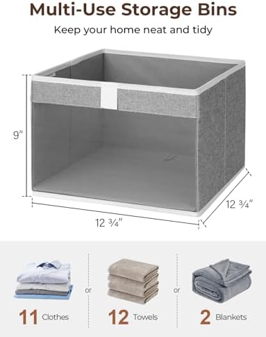 StorageWorks Closet Storage Bins with Mesh Front Window, Gray, 3-Pack - Image 2