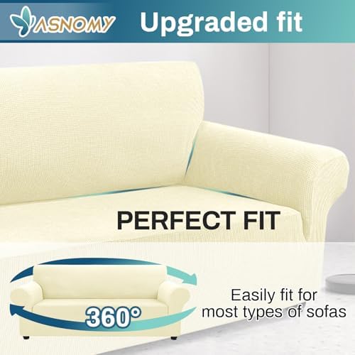 Asnomy Stretch Oversized Couch Covers for Sofa Slipcover,Off-White - Image 4