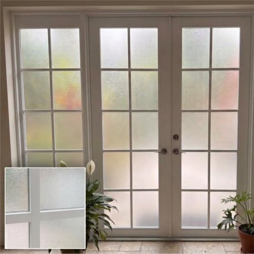 Frosted Privacy Window Film, French Door, Custom Cut to Size - Low Tack Self Adhesive, Removable, No Residue - Frost Glass Covering for Bathroom, Home Office by SHINECOR