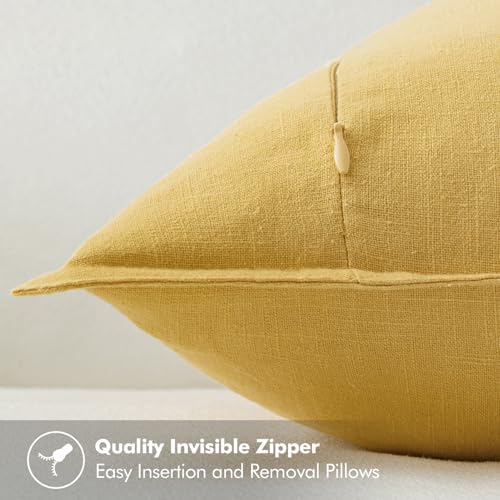 MIULEE Decorative Linen Euro Sham Pillow Covers 24x24 Yellow - Image 3