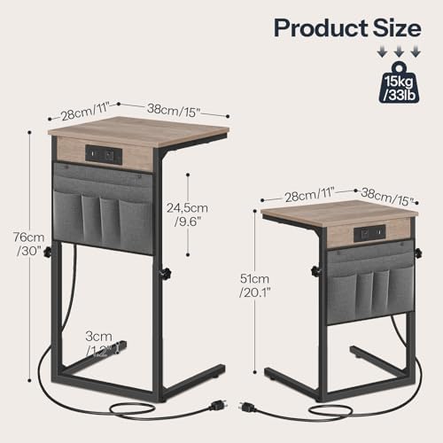 HOOBRO Side Table for Couch, Adjustable Height C Shaped End Table - Image 4
