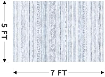 5x7 Area Rugs for Living Room Machine Washable Rug Distressed Indoor Carpet Neutral Moroccan Boho Rug Ultra Soft Area Rug for Bedroom Dining Room Playroom Office, Blue - Image 2