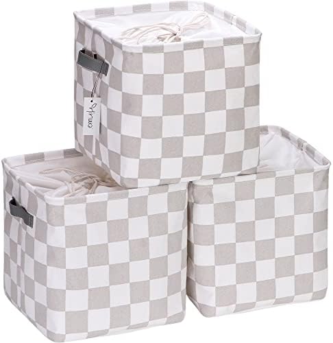 Hinwo Collapsible Canvas Storage Cubes with Handles, 11-Inch, 3-Pack by Hinwo