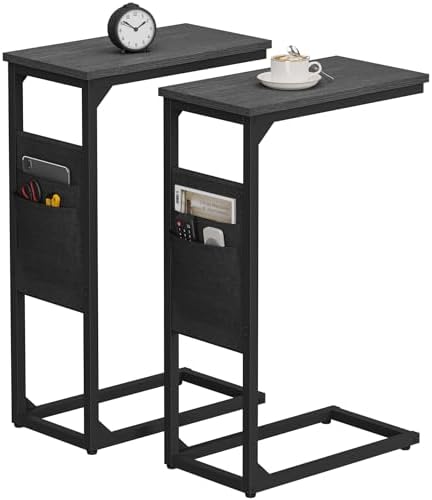 TUTOTAK C Shaped End Table, Side Table for Couch, Sofa Table by ChoosetutotakFurnitureBuildYourCozyHome