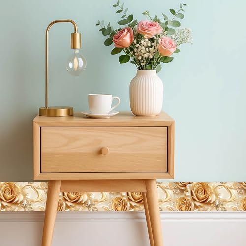 IVN Wallpaper Border Peel and Stick Wall Golden Rose Jewel 4x196 Inch - Image 2