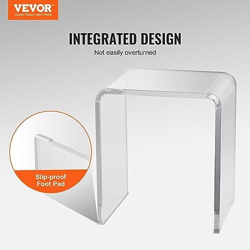 VEVOR Acrylic Side Table, Clear End Table, 18mm Thicker, One-Piece No Assembly Required, 18" High Modern Nightstand Used in Living Room & Bedroom, Bathroom, Home Decor, for Drink, Coffee, Food, Snack - Image 7
